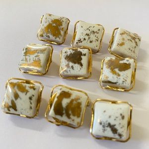 Vintage 9 Pc. Glass Ceramic Metal Button Lot